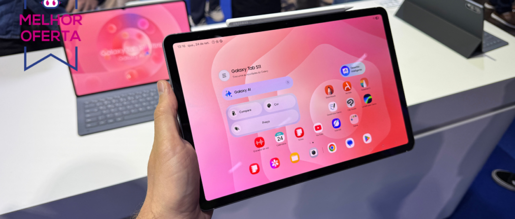 Galaxy Tab S11 5G (256 GB) alcança menor preço em meses em oferta com cupom
